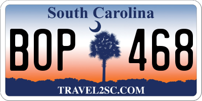 SC license plate BOP468