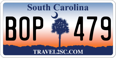 SC license plate BOP479