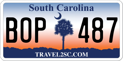 SC license plate BOP487