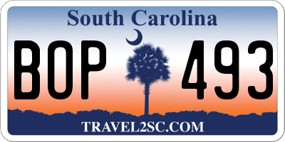 SC license plate BOP493