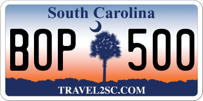 SC license plate BOP500