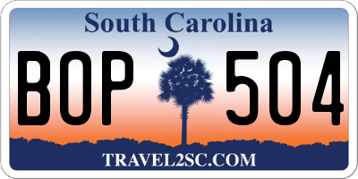 SC license plate BOP504
