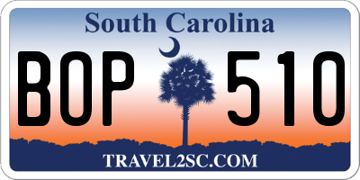 SC license plate BOP510