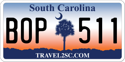 SC license plate BOP511