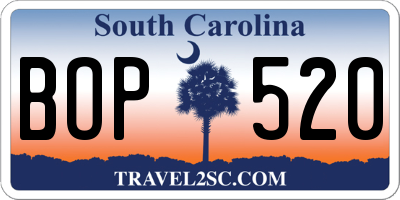SC license plate BOP520