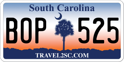 SC license plate BOP525