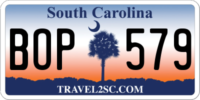 SC license plate BOP579