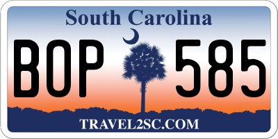 SC license plate BOP585