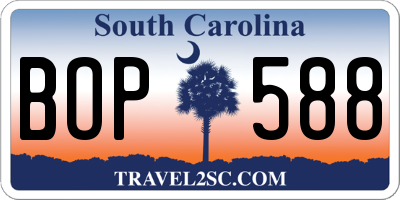 SC license plate BOP588