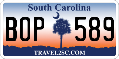SC license plate BOP589