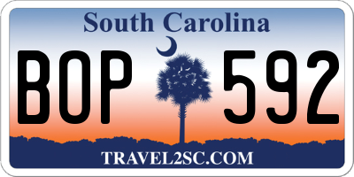 SC license plate BOP592