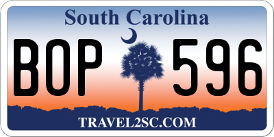 SC license plate BOP596