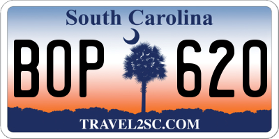 SC license plate BOP620