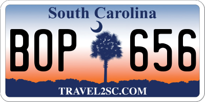 SC license plate BOP656
