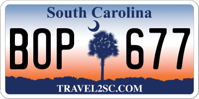 SC license plate BOP677
