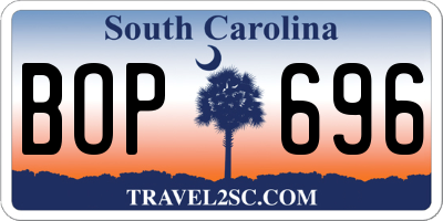 SC license plate BOP696