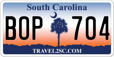 SC license plate BOP704