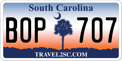 SC license plate BOP707