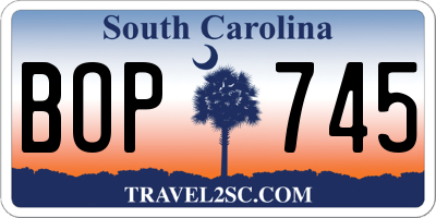 SC license plate BOP745