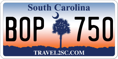 SC license plate BOP750