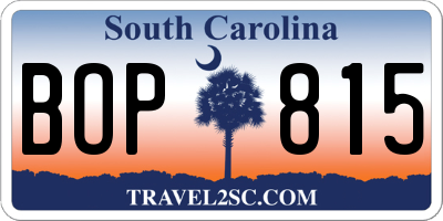 SC license plate BOP815