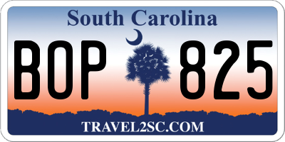 SC license plate BOP825