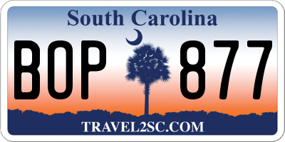 SC license plate BOP877