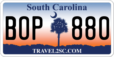 SC license plate BOP880