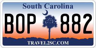 SC license plate BOP882