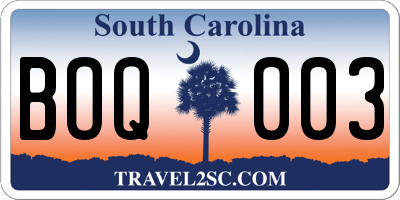 SC license plate BOQ003