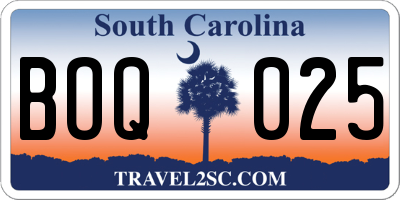 SC license plate BOQ025