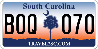 SC license plate BOQ070