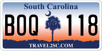 SC license plate BOQ118