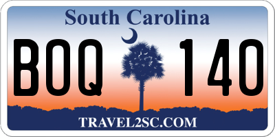 SC license plate BOQ140