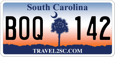 SC license plate BOQ142
