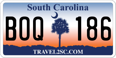 SC license plate BOQ186