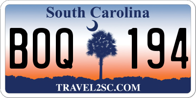 SC license plate BOQ194