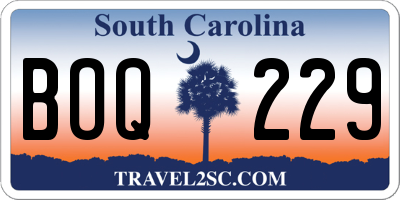 SC license plate BOQ229