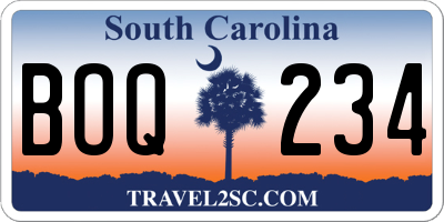 SC license plate BOQ234