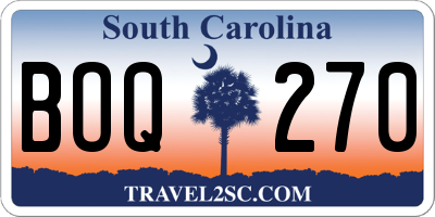 SC license plate BOQ270