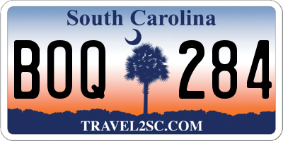 SC license plate BOQ284