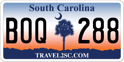 SC license plate BOQ288