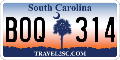 SC license plate BOQ314