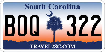 SC license plate BOQ322