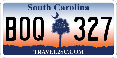 SC license plate BOQ327