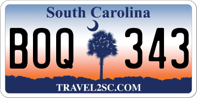 SC license plate BOQ343