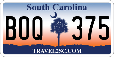 SC license plate BOQ375