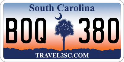 SC license plate BOQ380