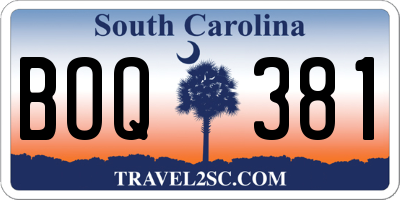 SC license plate BOQ381