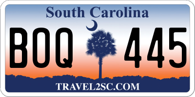 SC license plate BOQ445